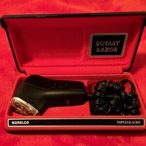 Norelco Rotary Razor Tripleheader HP 1132 VTG W/ Case & Brush Tested Works!